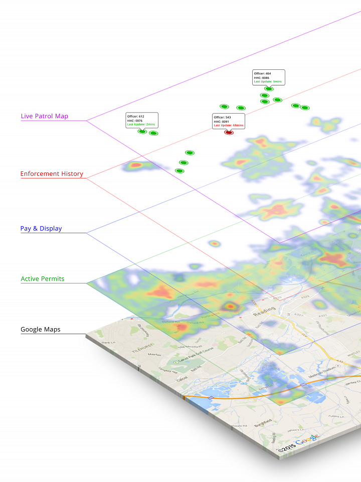 Heat map showing different layers depending on service type
